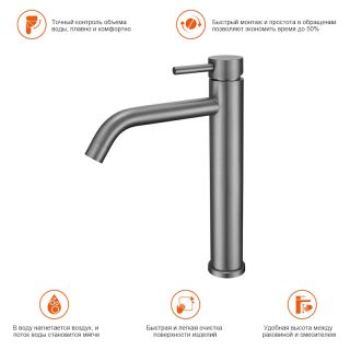 Смеситель для раковины Prohanss P31.15.09 графит